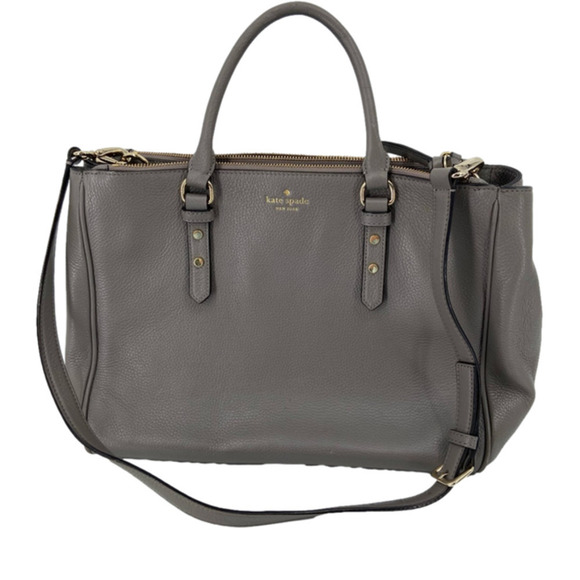 kate spade Handbags - Kate Spade Tote Leighann Mulberry Street Leather Triple Compartment Handbag Gray